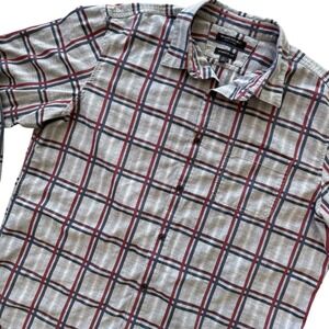 Banana Republic XL Luxe Flannel‎ Camden Fit Gray Plaid L/S Button Up Men's Shirt